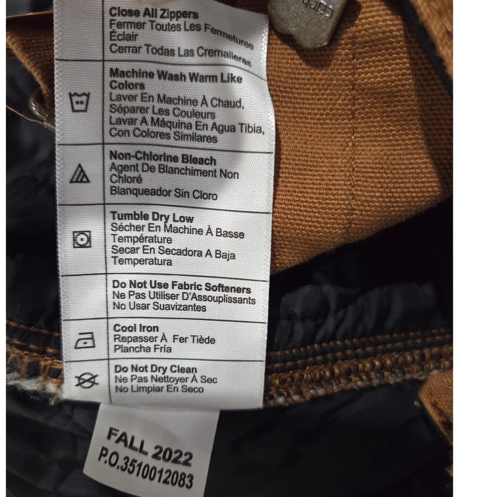 Carhartt Insulated Bib Overalls Women XXL Brown Washed Duck Loose Fit 104694 NEW